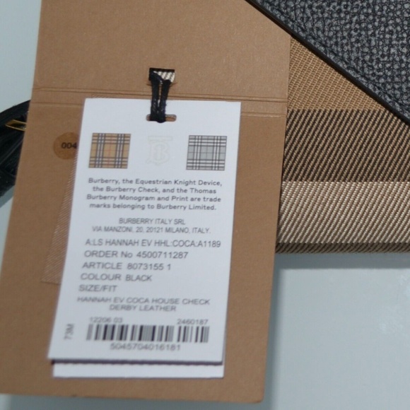 NWT BURBERRY HANNAH COCA HOUSE CHECK DERBY LEATHER CROSSBODY WALLET BAG CLUTH - Picture 9 of 10